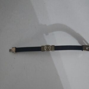 Blue Leather Peace Symbol Bracelet